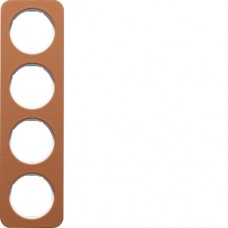 Рамка Berker 4Х коричневый/пол.белизна, кожа, R.1 (10142369)