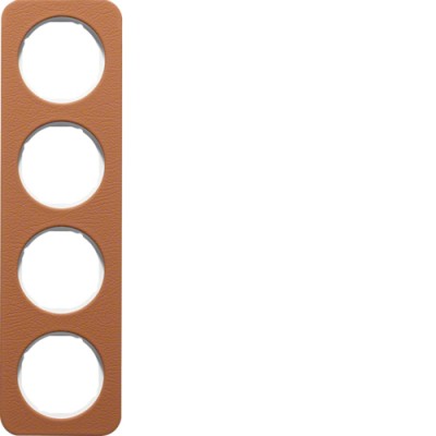 Рамка Berker 4Х коричневый/пол.белизна, кожа, R.1 (10142369)
