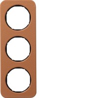 Рамка Berker 3Х коричневый/черный, кожа, R.1 (10132364)