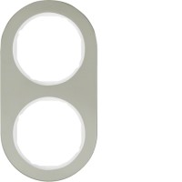 Рамка Berker 2Х нержавеющая сталь/пол.белизна, R.Classic (10122014)