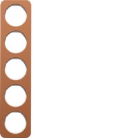 Рамка Berker 5Х коричневый/пол.белизна, кожа, R.1 (10152369)