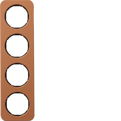 Рамка Berker 4Х коричневый/черный, кожа, R.1 (10142364)