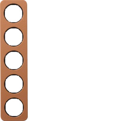 Рамка Berker 5Х коричневый/черный, кожа, R.1 (10152364)