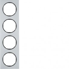 Рамка Berker 4Х алюминий/черный, R.3 (10142284)