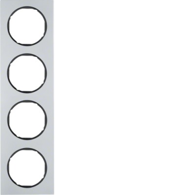 Рамка Berker 4Х алюминий/черный, R.3 (10142284)