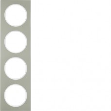 Рамка Berker 4Х нержавеющая сталь/пол.белизна, R.3 (10142214)