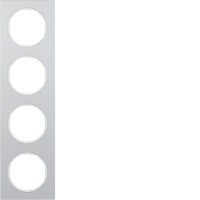 Рамка Berker 4Х алюминий/пол.белизна, R.3 (10142274)