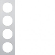 Рамка Berker 4Х алюминий/пол.белизна, R.3 (10142274)