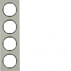 Рамка Berker 4Х нержавеющая сталь/черный, R.3 (10142204)