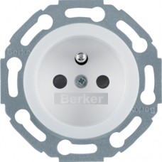 Розетка Berker с центральным з/к с защ.контактов пол.белизна, 16А/250В 1930/GLASSERIE (676579)