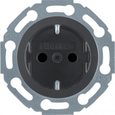 Розетка Berker с з/к, защ.контактов, черная, 16А/250В 1930/GLASSERIE (475501)