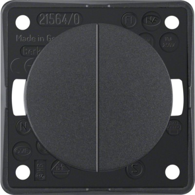 Кнопка Berker 1-кл. 1НО с линзой и подсветкой, антрацит матовая, 10А/250В, INTEGRO (936752505)