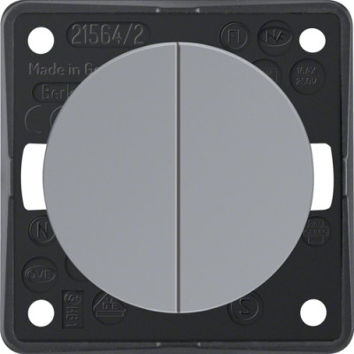 Вимикач Berker 2-клавішний, сірий, 16АХ/250В, INTEGRO (936552507)