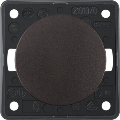 Кнопка Berker 1-клавишная 1НО, КОРИЧНЕВАЯя матовая, 10А/250В, INTEGRO (936712501)