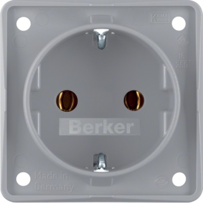 Розетка Berker с з/к, серая матовая, 16А/250В, INTEGRO (947782506)