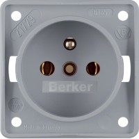 Розетка Berker с центральным з/к, серая матовая, 16А/250В, INTEGRO (961852506)