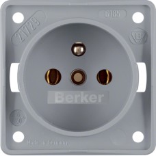 Розетка Berker с центральным з/к, серая матовая, 16А/250В, INTEGRO (961852506)
