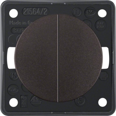 Вимикач Berker 2-клавішний, коричневий, 16АХ/250В, INTEGRO (936552501)