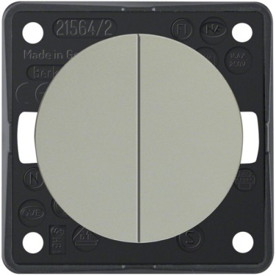 Вимикач Berker 2-клавішний, хром.мат, 16АХ / 250В, INTEGRO (936552528)