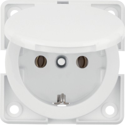 Розетка Berker с з/к с крышкой, пол.белизна, 16А/250В, MOBIL R TWIN (9419709)