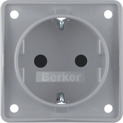 Розетка Berker с з/к, защ.контактов, серая матовая, 16А/250В, INTEGRO (947792506)