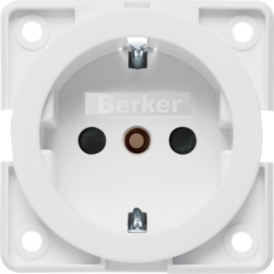 Розетка Berker с з/к, защ.контактов, пол.белизна, 16А/250В, MOBIL R TWIN (9419809)