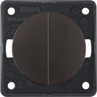 Кнопка Berker 1-кл. 1НО с линзой и подсвет., КОРИЧНЕВАЯя матовая, 10А/250В, INTEGRO (936752501)