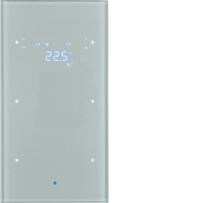 Стеклянный сенсор Berker 2-кан. с регул.темп-ры, алюминий, TS Sensor (75642034)