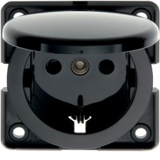 Розетка Berker с з/к с крышкой, черная, 16А/250В, MOBIL R TWIN (9419705)