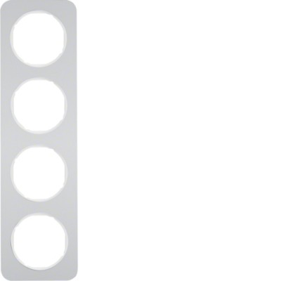 Рамка Berker 4-кратная, алюминий/полярная белизна, R.1 (10142174)