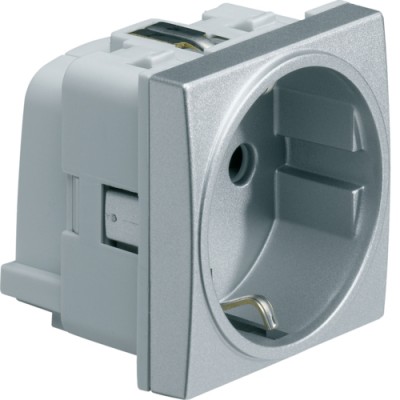 Розетка Hager з з/к з захистом контактів QuickConnect 2М Systo титан, 16А/250В (WS160T)