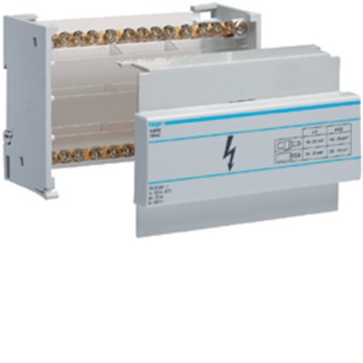 Блок разветвительный Hager Hager, In=100A, 2п, 7,5мод., вход 1х35 выход 1х25 +10х16мм2 (KJ01A)