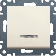 Вимикач Hager з підсвічуванням 1-тактовий Lumina-2, крем, 10АХ/230В (WL0411)