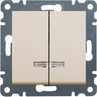 Выключатель Hager с подсветкой 2-клавишный Lumina-2, крем, 10АХ/230В (WL0241)