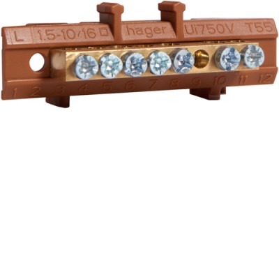 Клемма Hager фазнаяя с держателем 3x16+4P 10мм2 (KM07L)
