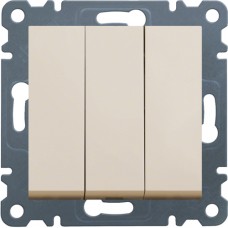 Вимикач Hager 3-клавішний Lumina-2, крем, 10АХ/230В (WL0071)