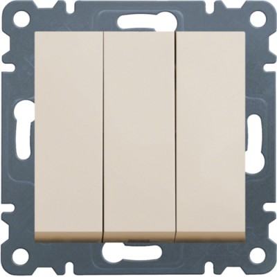 Вимикач Hager 3-клавішний Lumina-2, крем, 10АХ/230В (WL0071)