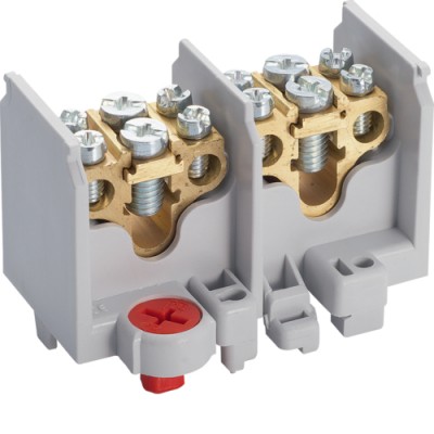 Клемма Hager 2-полюсная, 2 отвода на полюс, сечение до 16/25мм2, размер 77x44P 44мм (K22)