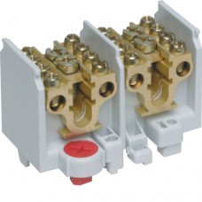 Клемма Hager 2-полюсная, 4 отвода на полюс, сечение до 25мм2, размер 76,5x55,5x53мм (K25A)