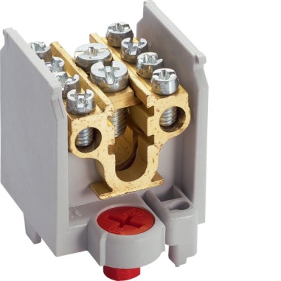 Клемма Hager 1-полюсная, 4 отвода, сечение до 16/25мм2, размер 40x44P 44мм (K65)