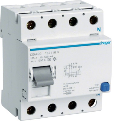 Устройство защитного отключения Hager 4P 125A 500mA A (CGA490)