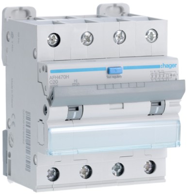 Дифференциальный автоматический выключатель Hager 4P 6kA C-20A 300mA Hi (AFH470H)