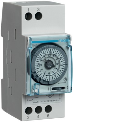 Таймер аналоговий Hager добовий 230В/16А 1 перекл.контакт, запас ходу 200 год (EH211)