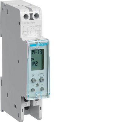Таймер цифровий Hager, добовий, 16А, 1 перекл.контакт, запас ходу 3 роки (EG010)