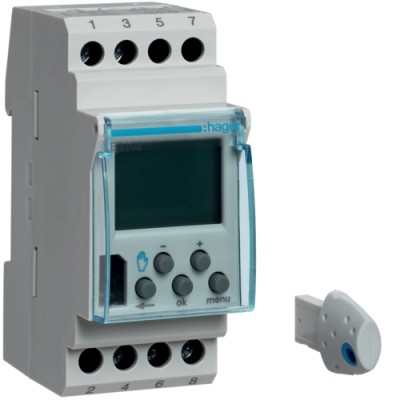Таймер цифровий Hager тижневий Cronotec, 16А, 1перекл.контакт, запас ходу 5 років (EG103)