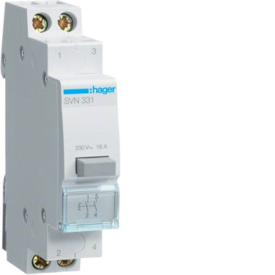 Выключатель Hager кнопочный обратный 230В/16А, 2НО (SVN331)