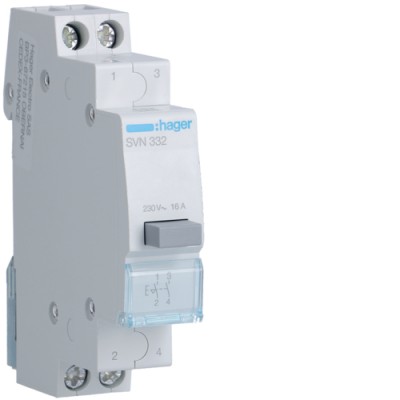 Выключатель Hager кнопочный 230В/16А, 2НО (SVN332)