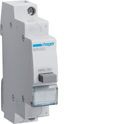 Выключатель Hager кнопочный 230В/16А, 1НО (SVN322)