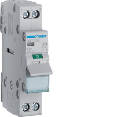 Выключатель нагрузки Hager 2-пол. с индикацией при включении, 25А/230В (SBT225)