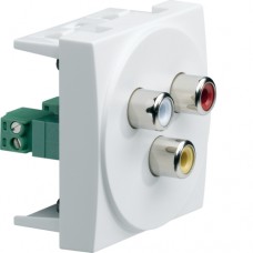 Розетка Hager 3 RCA (Audio + Video) 2М білий (WS261)